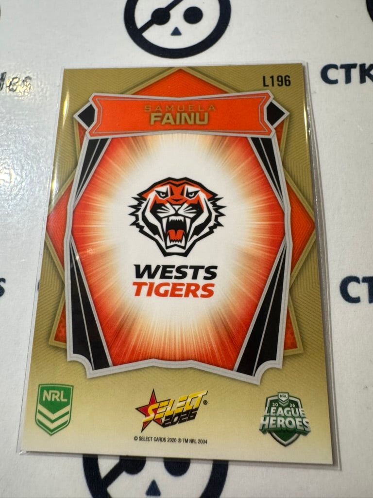2026 Select NRL League Heroes Luminous Base #L196 Samuela Fainu Wests Tigers