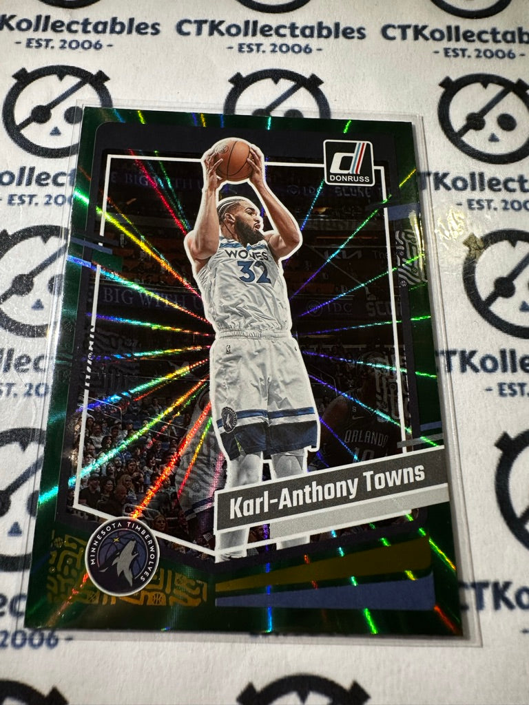 2023-24 NBA Panini Donruss Karl-Anthony Towns Green Laser #155 Timberwolves