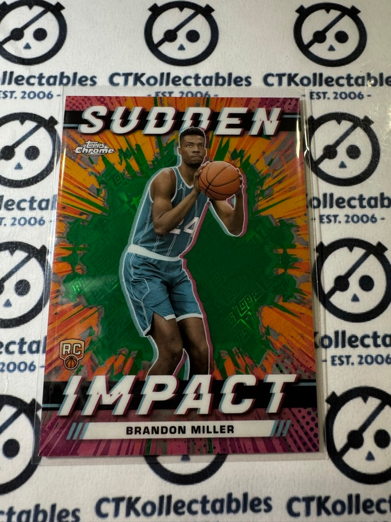 2023/24 Topps NBA Chrome Brandon Miller Sudden Impact Green Refractor #SI-2