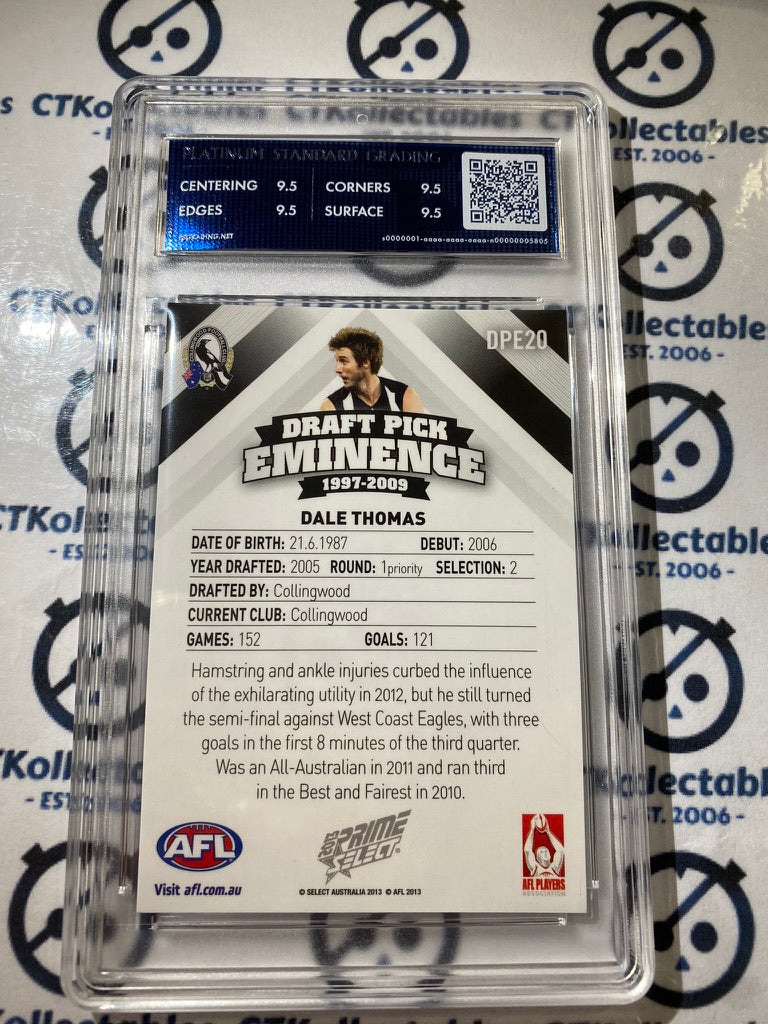 2013 AFL Prime Dale Thomas Draft Pick Eminence DPE20 PSG 9.5