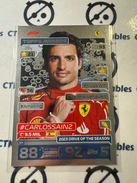 2024 Topps Turbo Attax F1 - Topps Awards Carlos Sainz Mirror Foil #305