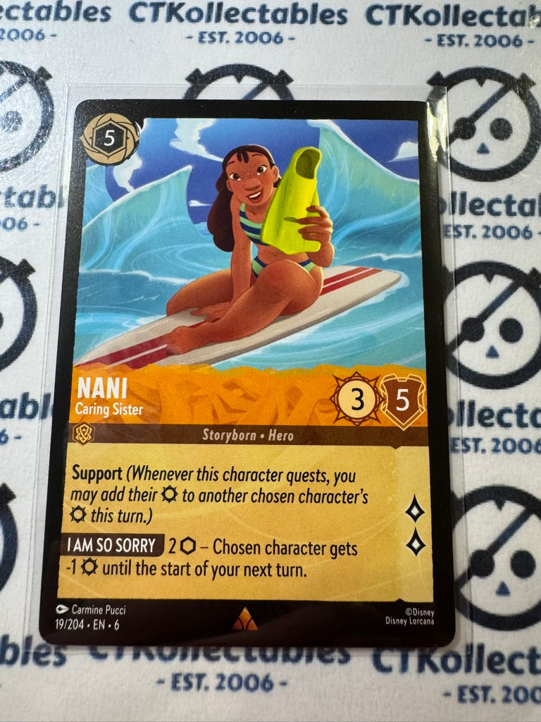 2024 DISNEY LORCANA Azurite Sea -Nani #19/204 NON FOIL Game Card