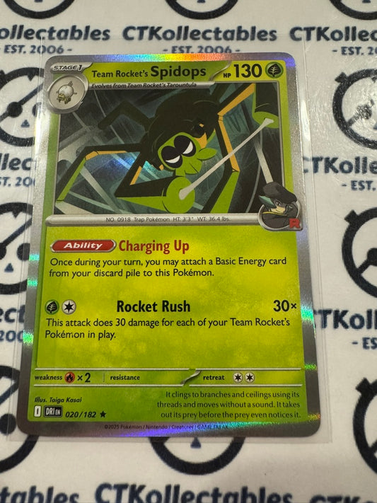 Team Rocket's Spidops Holo Rare #020/182 Scarlet & Violet Destined Rivals