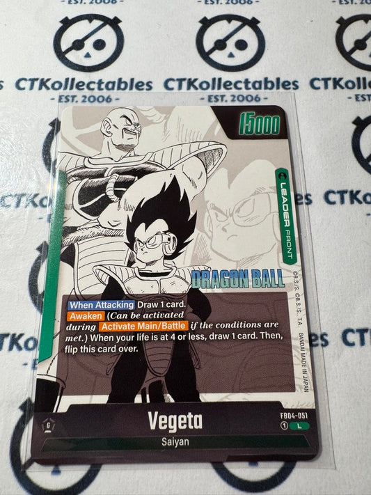 Dragon Ball Fusion World Manga Vegeta Silver Foil L Leader FB04 -051