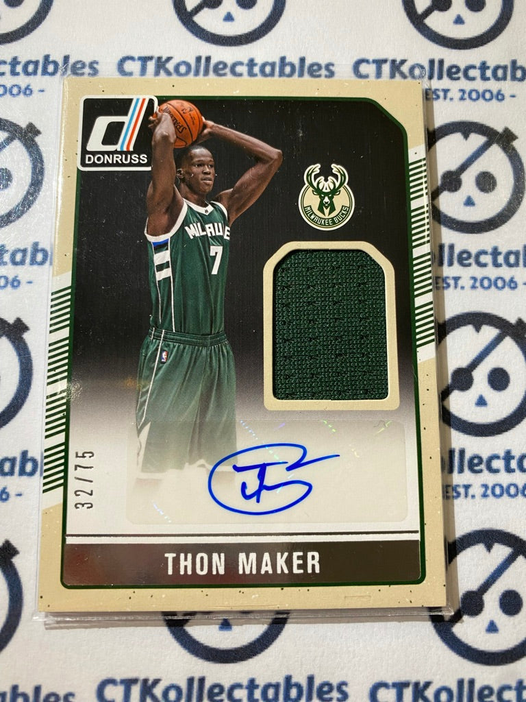 2016-17 NBA Panini Donruss Thon Maker Jersey Auto #32/75 Bucks