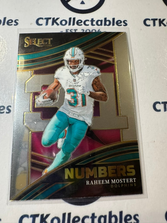 2023 NFL Panini Select Numbers #NMB-RMO Raheem Mostert Dolphins