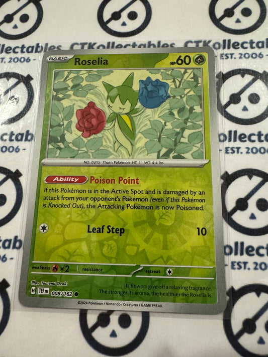 Roselia Reverse Holo Scarlet & Violet Temporal Forces # 008/162 Pokemon