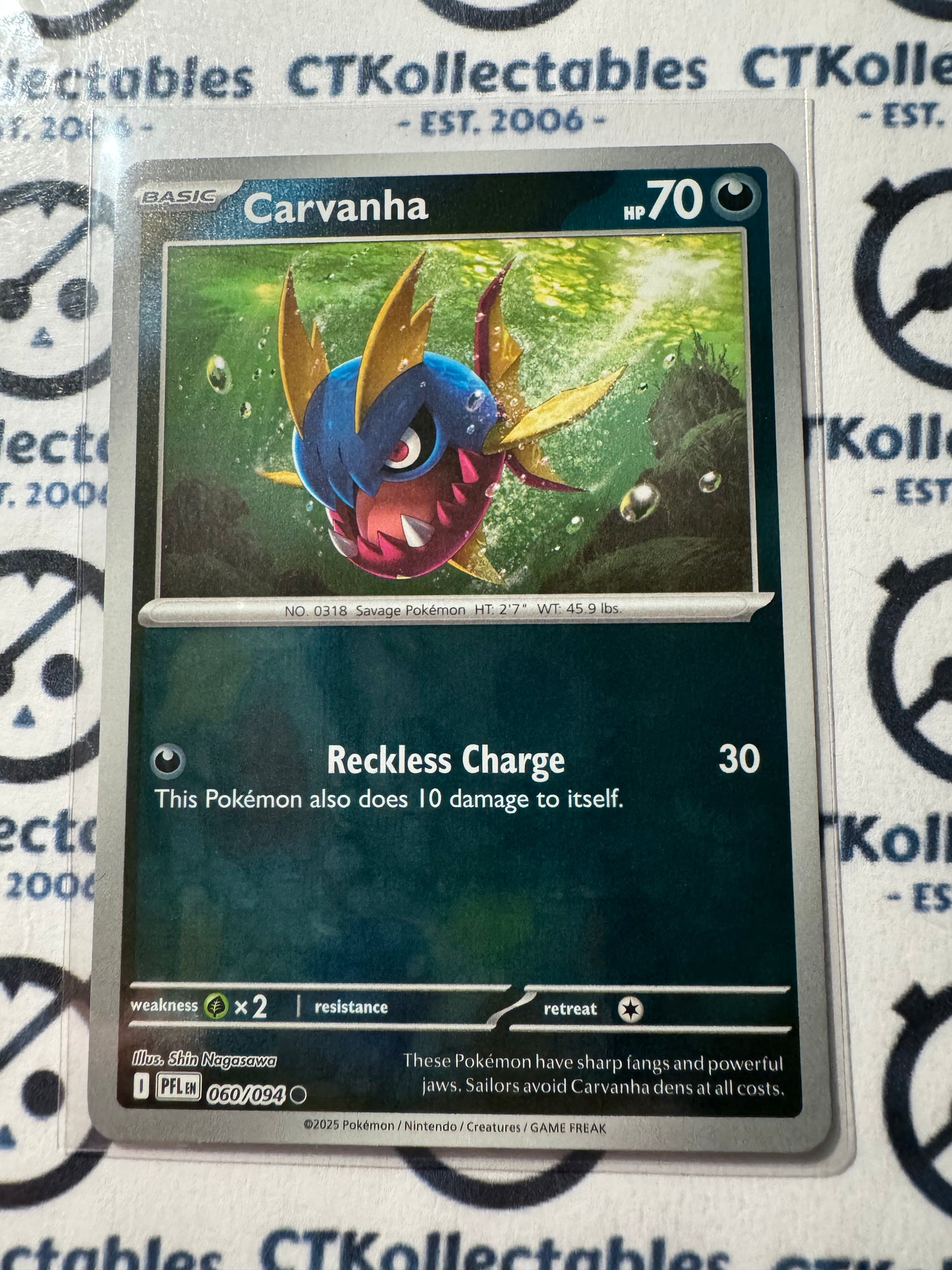 Carvanha Reverse Holo #060/094 Phantasmal Flames Pokemon