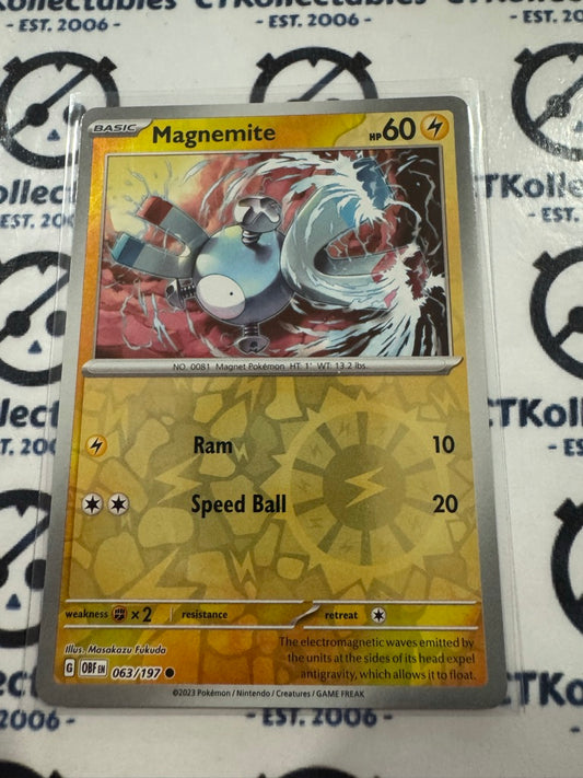 Magnemite Reverse Holo #063/197 2023 Obsidian Flames Pokemon Card