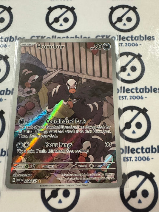 Houndour Illustration Rare #204/197 2023 Obsidian Flames Pokemon