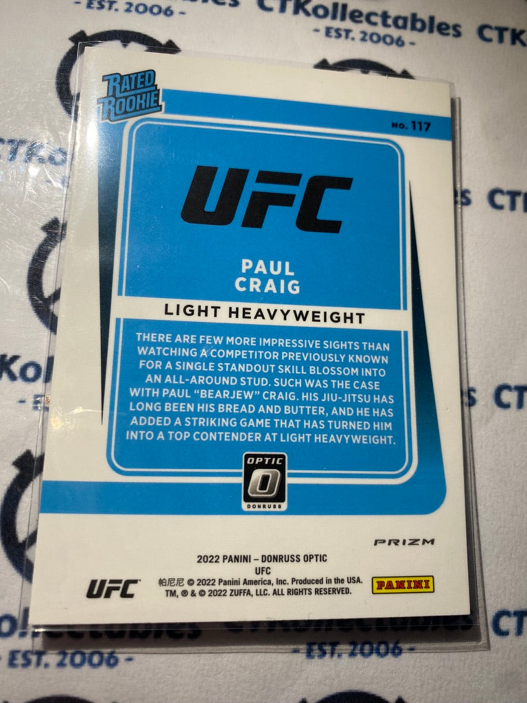 2022 UFC Panini Optic Rated Rookie Paul Craig Silver Prizm #117