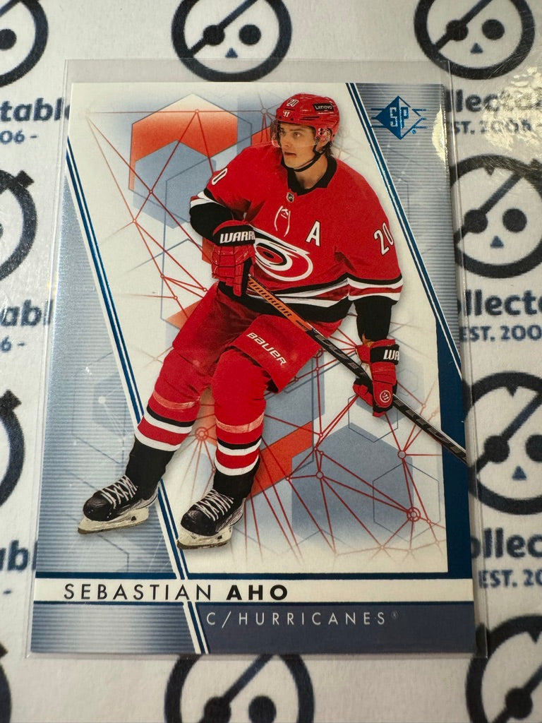 2022-23 NHL SP Hockey Sebastian Aho Blue Parallel #20 Hurricanes