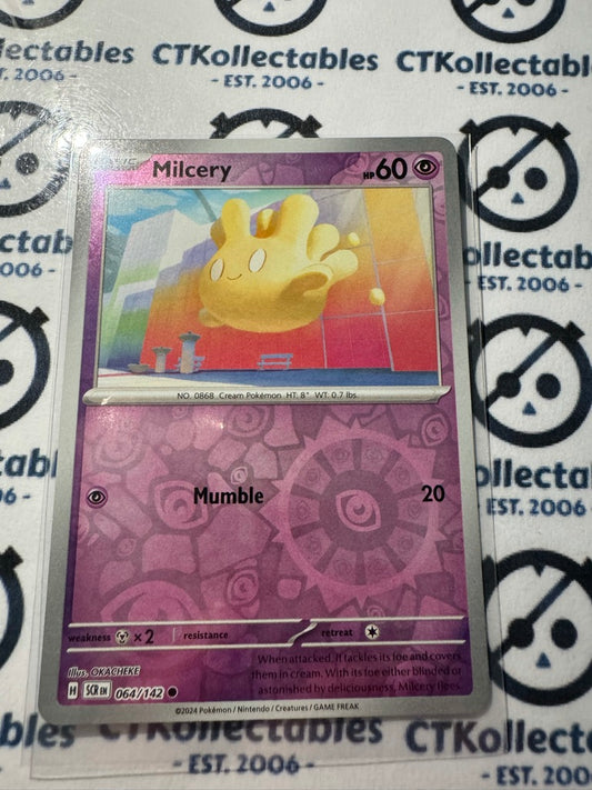 Milcery Reverse Holo #064/142 Stellar Crown Scarlet & Violet Pokemon