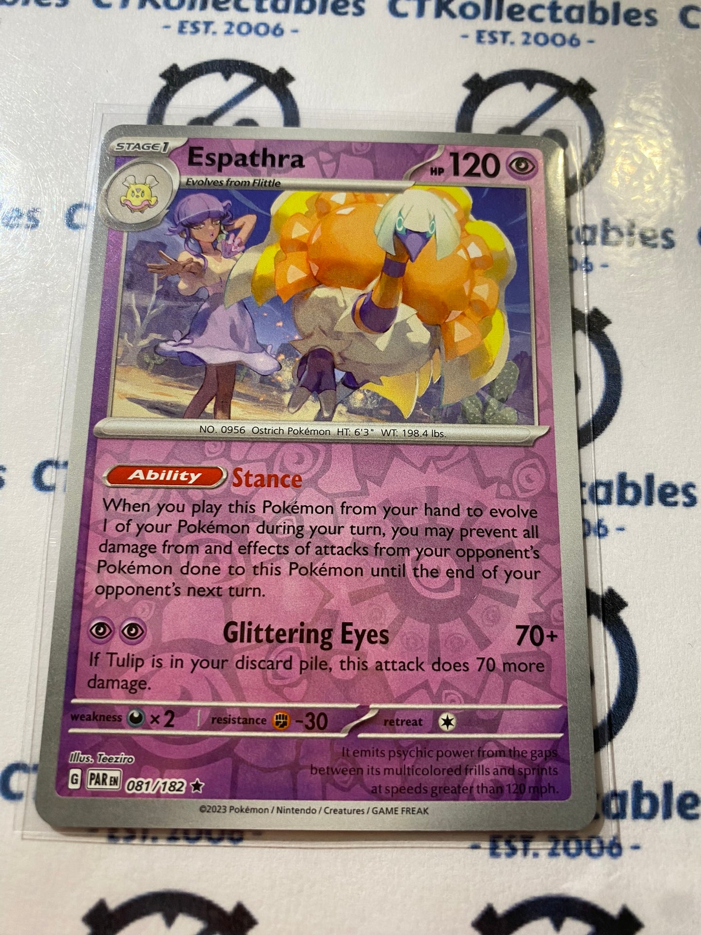 Espathra Reverse Holo #081/182 2023 Scarlet & Violet Paradox Rift Pokémon TCG