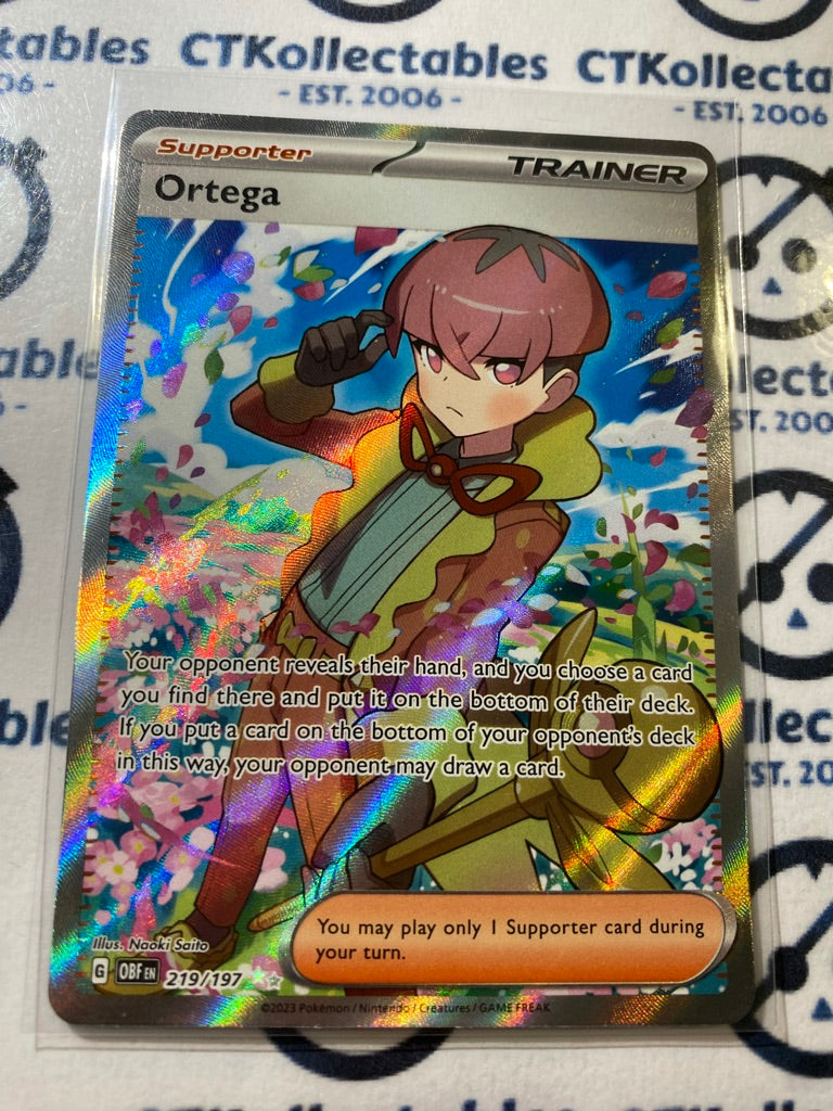 Ortega Trainer Full Art Ultra Rare #219/197 2023 Obsidian Flames Pokemon Card