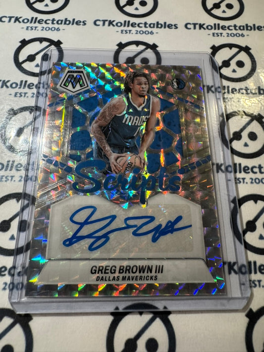 2023-24 NBA Panini Mosaic Greg Brown III Scripts Auto #MS-BRW Dallas