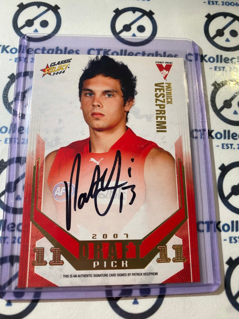 2008 AFL Classic Patrick Veszpremi Draft Pick Signature #243/400