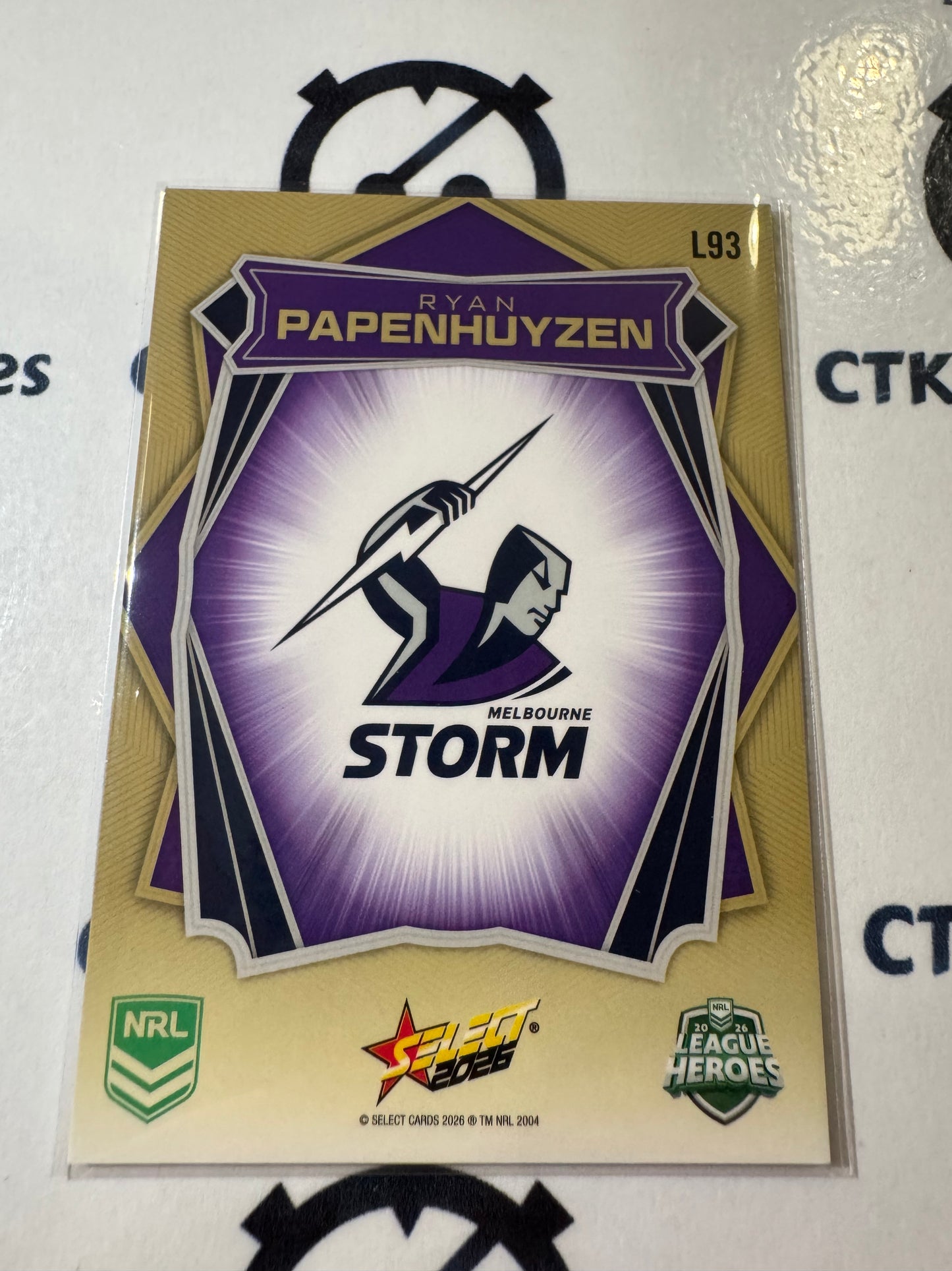 2026 Select NRL League Heroes Luminous Base #L93 Ryan Papenhuzen Storm