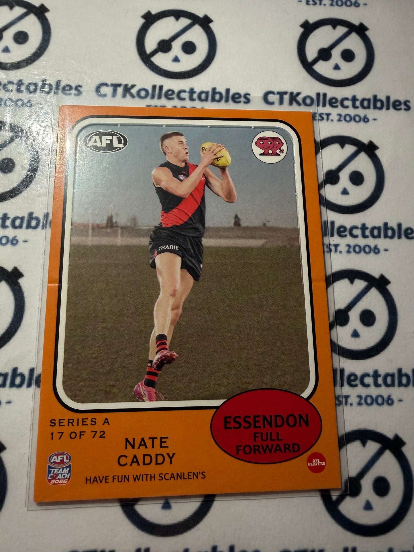 2026 Teamcoach AFL Scanlens Die-Cut Nate Caddy 17 of 72 Bombers