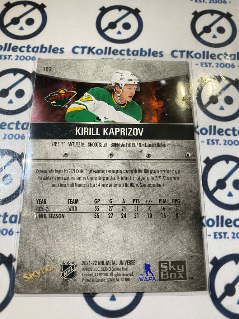 2021/22 Skybox NHL Metal Universe Kirill Kaprizov RC #39 Wild Alt Jersey