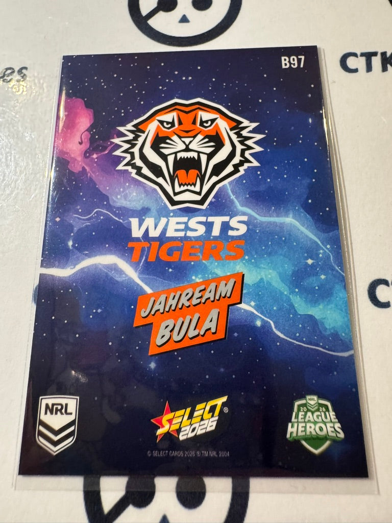 2026 Select NRL League Heroes BANG #B97 Jahream Bula Tigers