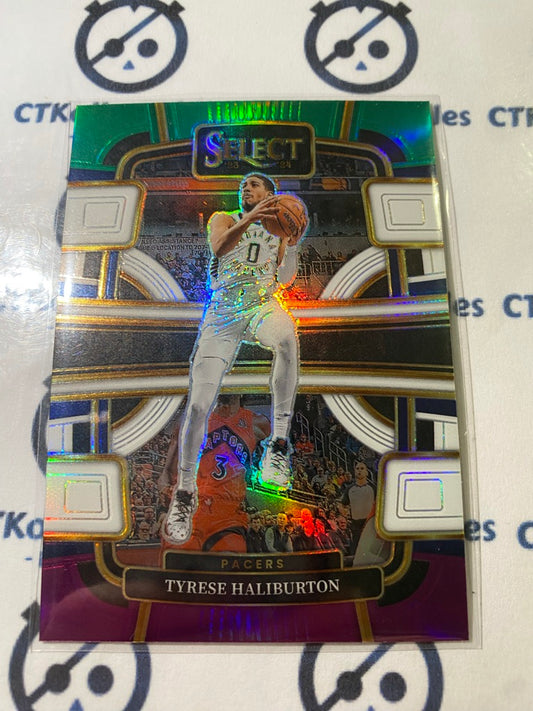 2023-24 Panini NBA Select Tyrese Haliburton Green, White & Purple Prizm #29