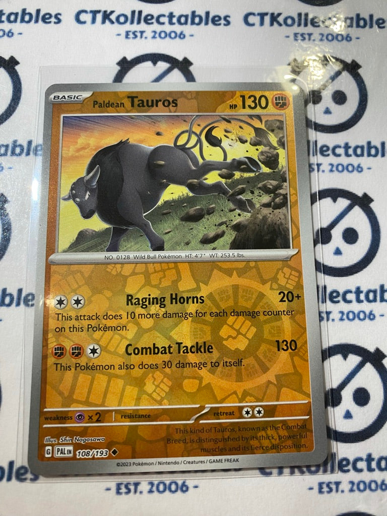 Paldean Tauros Reverse Holo #108/193 2023 Paldea Evolved Pokemon Card