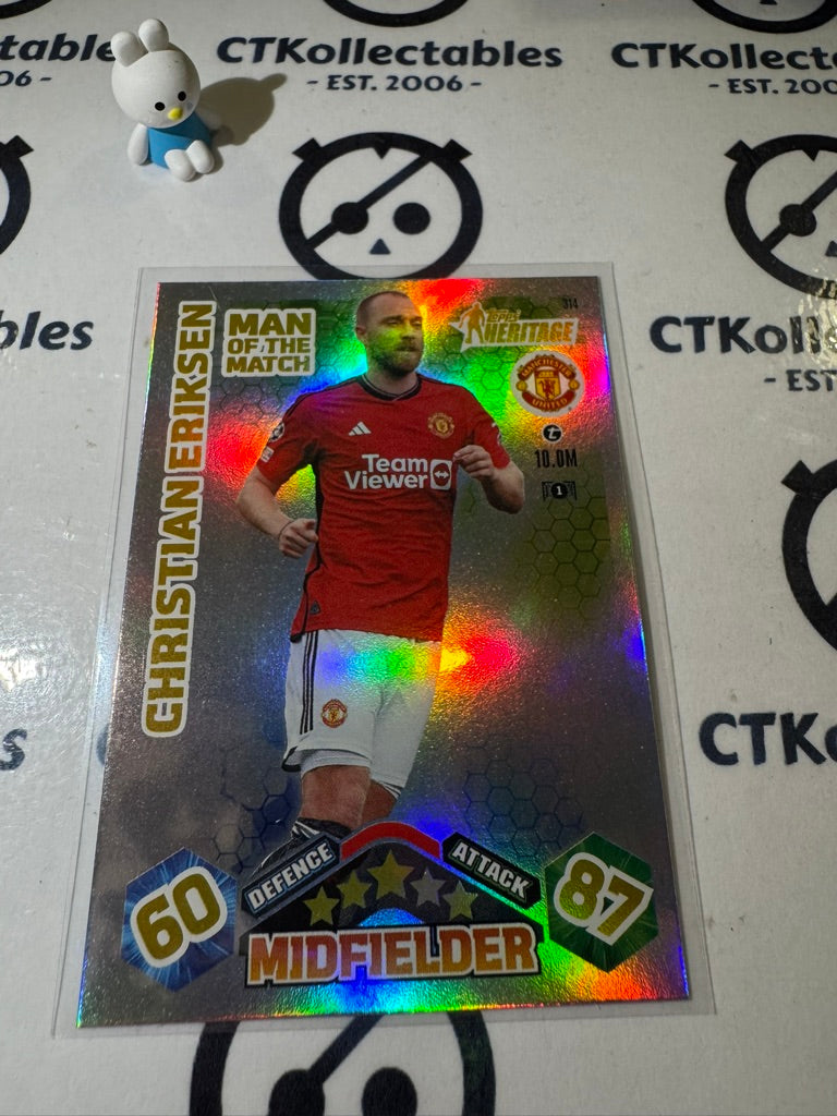 2023-24 TOPPS MATCH ATTAX HERITAGE CHRISTIAN ERIKSEN MAN OF THE MATCH #314