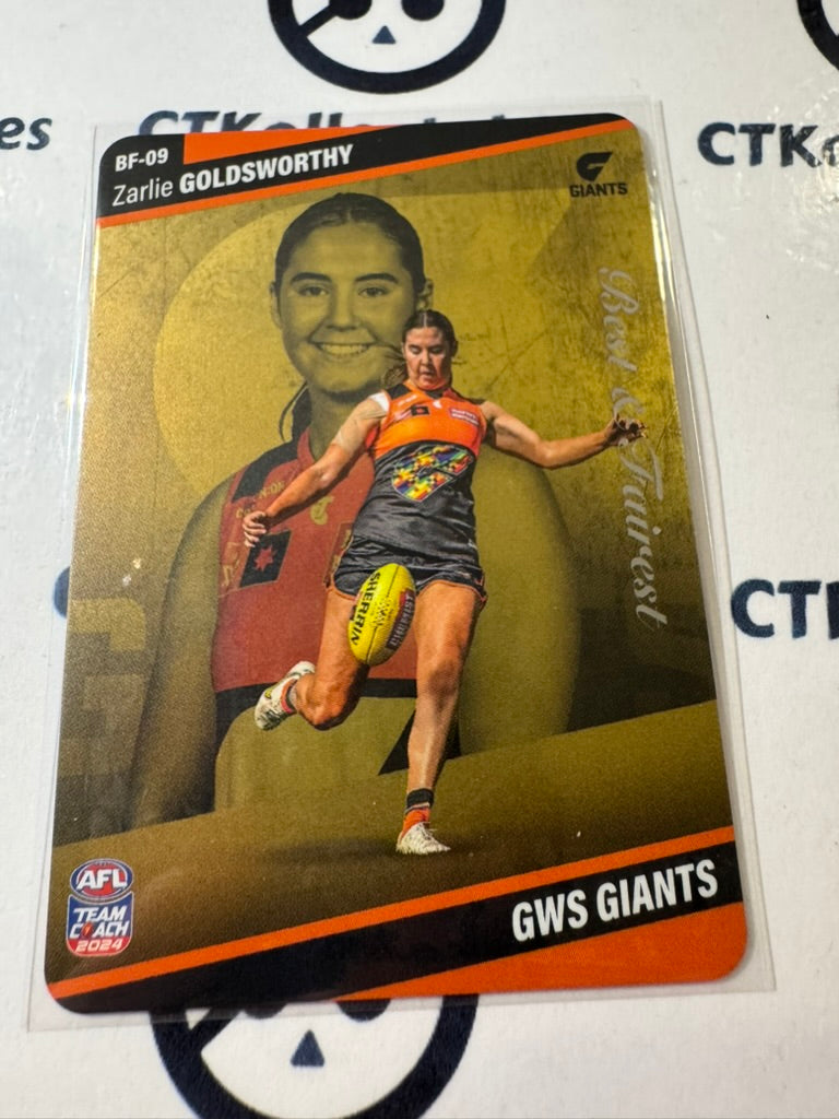 2024 AFLW Teamcoach Best & Fairest GOLD #BF-09 Zarlie Goldsworthy Giants