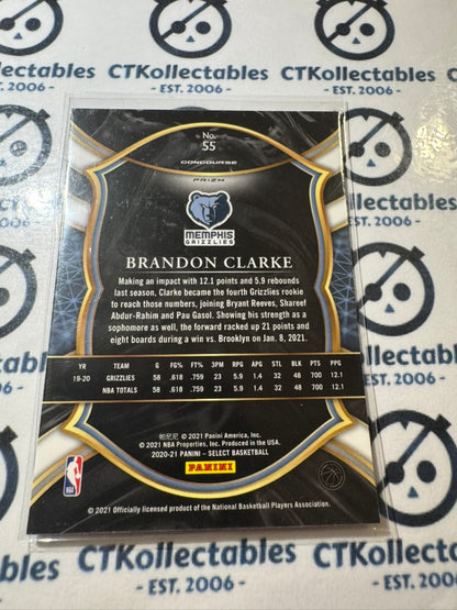 2020-21 NBA Select Brandon Clarke Green White Purple Prizm Concourse #55 Memphis