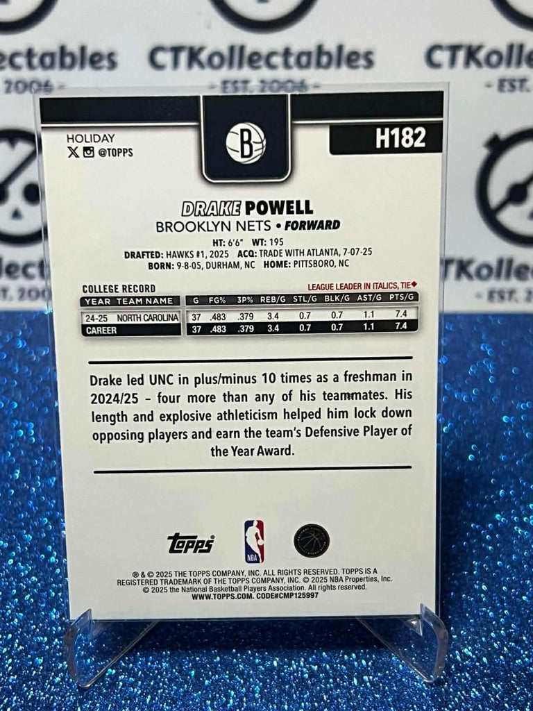 2025-26 Topps Holiday NBA #H182 Drake Powell Brooklyn Nets RC
