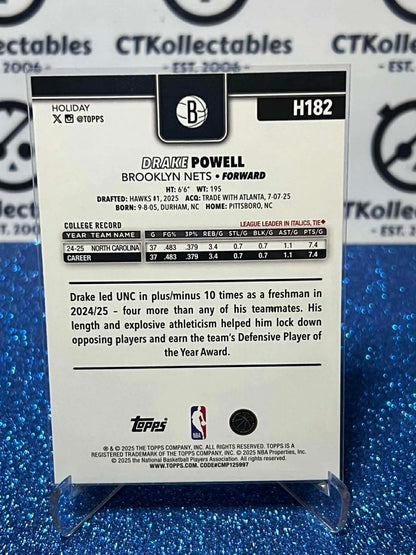 2025-26 Topps Holiday NBA #H182 Drake Powell Brooklyn Nets RC