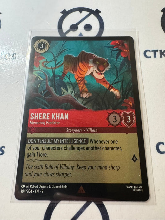 Disney Lorcana Fabled COLD FOIL 104/204 Shere Khan  Menacing Predator R