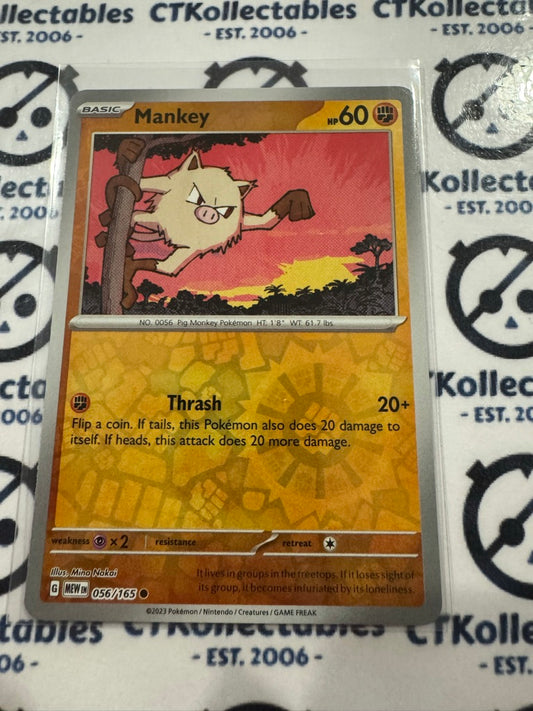 Mankey Reverse Holo #056/165 Scarlet & Violet 151 Pokemon Card