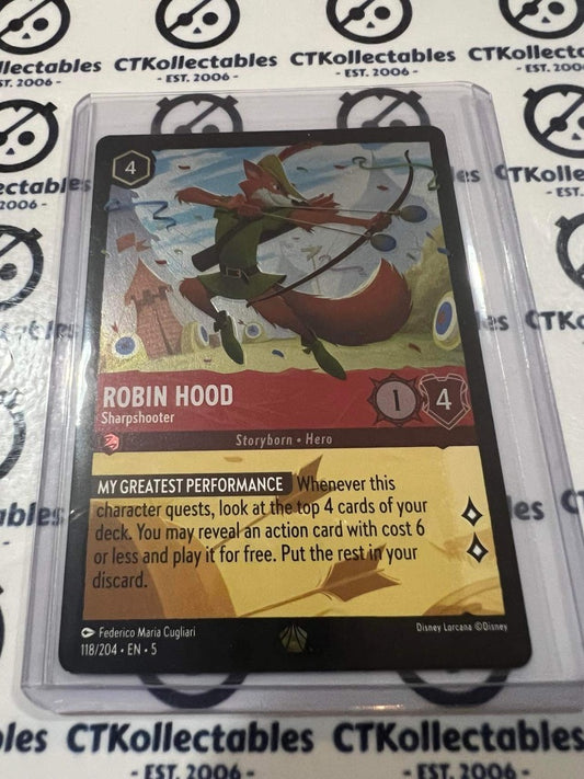 2024 Disney Lorcana Shimmering Skies COLD Foil Robin Hood 118/204 LEGENDARY