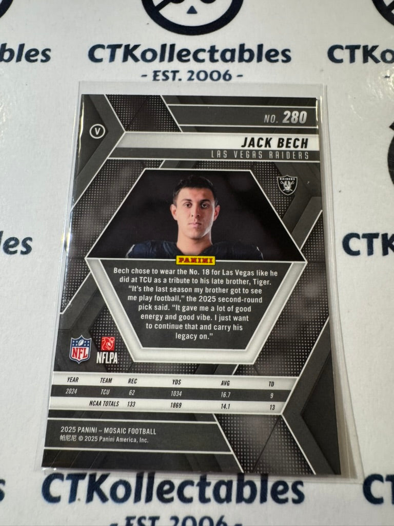 2025 NFL Panini Mosaic Rookie Variation Card #280 Jack Bech Raiders