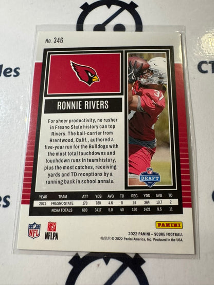 2022 NFL Panini Score Red Dots #346 Ronnie Rivers Rookie Card #022/499 Cardinals