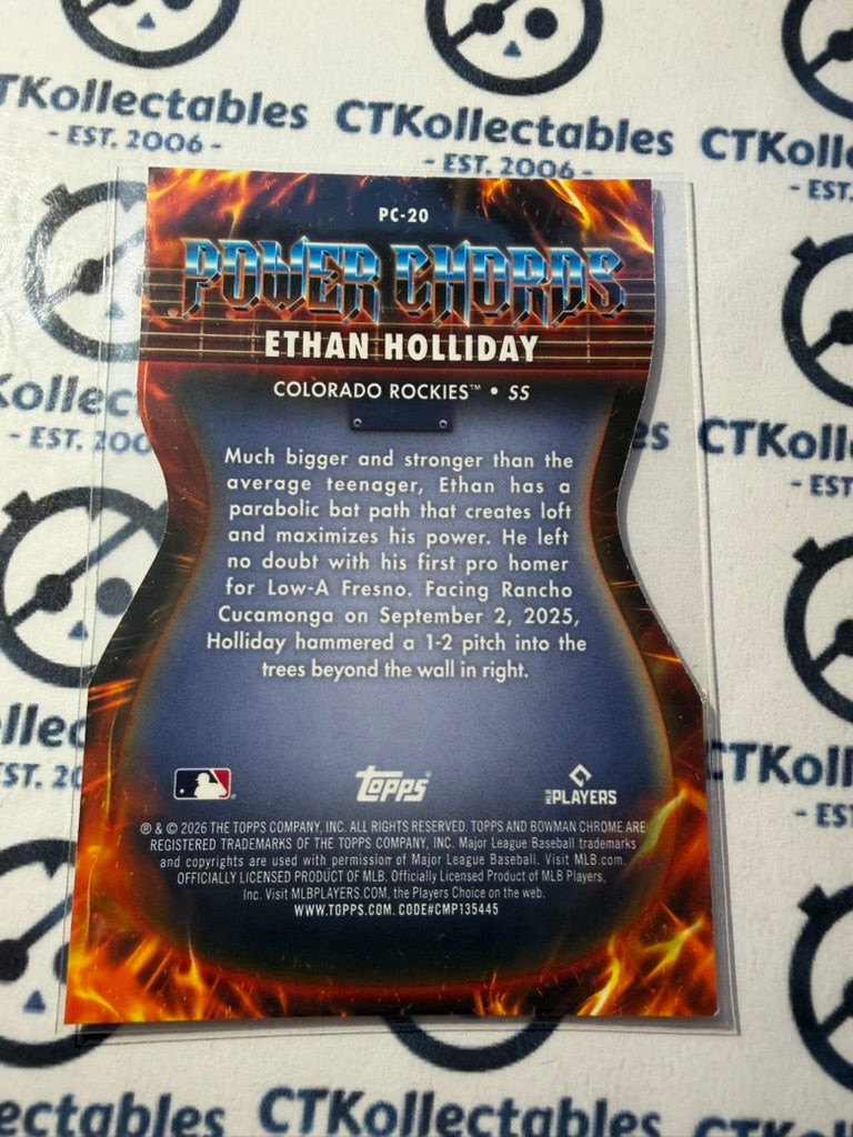 2026 Bowman Baseball Power Chords PC-20 Ethan Holliday Die Cut Rockies
