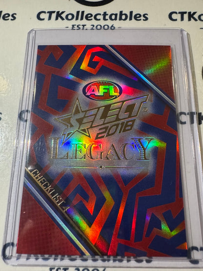2018 AFL Select Legacy holographic Parallel Checklist #4 #145/350 #HP4