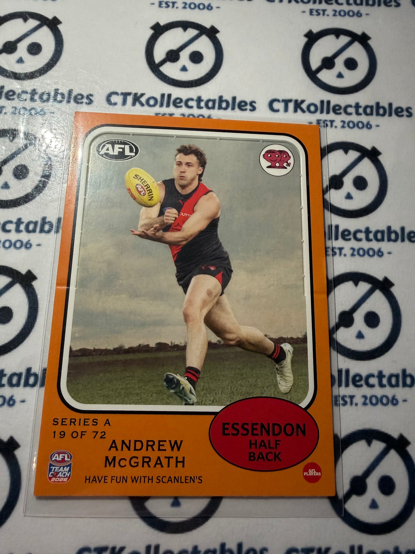 2026 Teamcoach AFL Scanlens Die-Cut Andrew MCGrath 19 of 72 Bombers