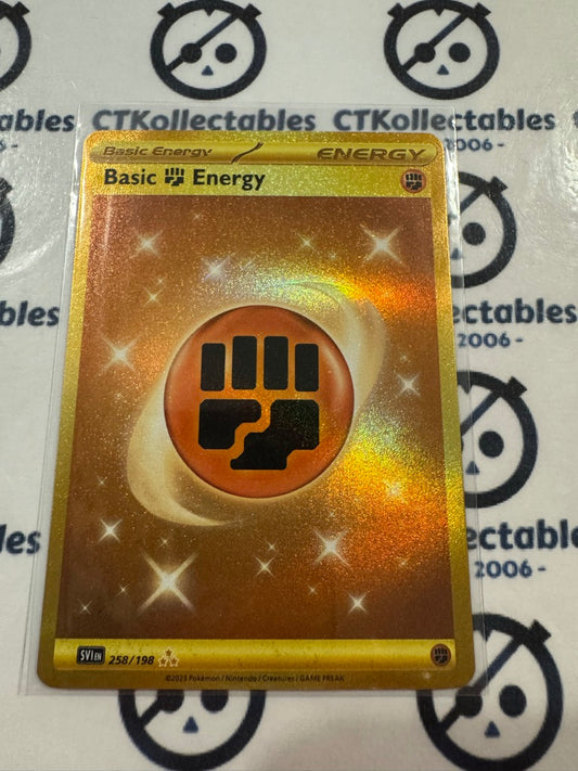 Fighting Energy Gold Secret Rare #258/198 2023 Scarlet & Violet Pokémon TCG