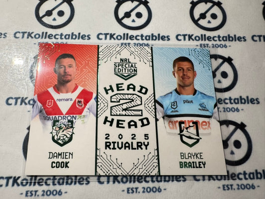 2025 NRL Rivalry Head 2 Head Damien Cook / Blayke Brailey #53/75 H2HG 14/17