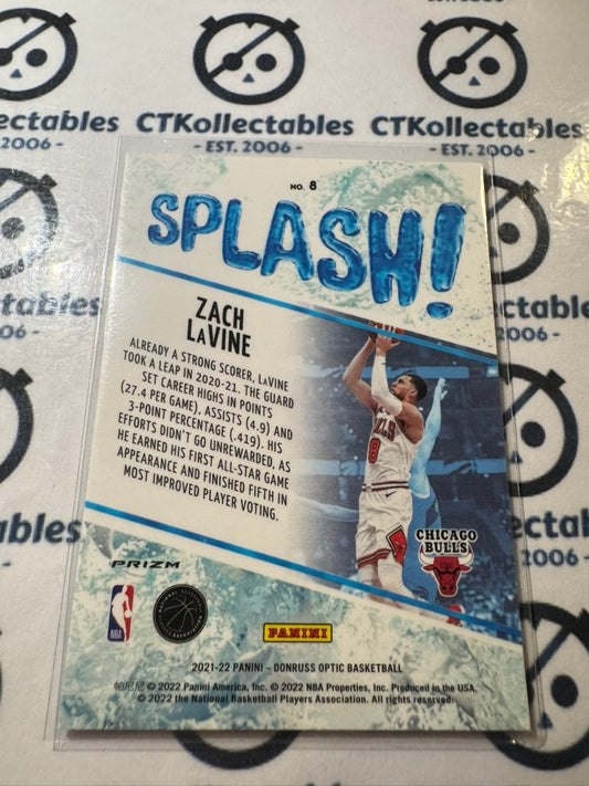 2021-22 NBA Donruss Optic Zach Lavine SPLASH Purple Prizm #8 Bulls
