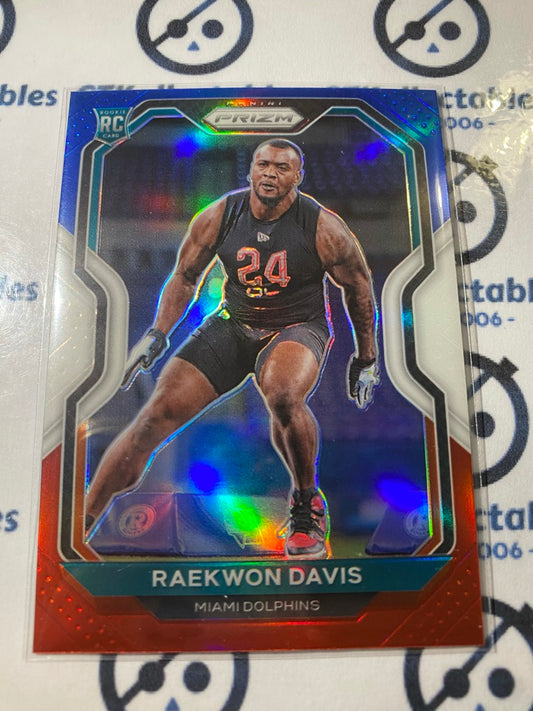 2020 NFL Prizm Raekwon Davis Red White & Blue RC Prizm #341 Dolphins