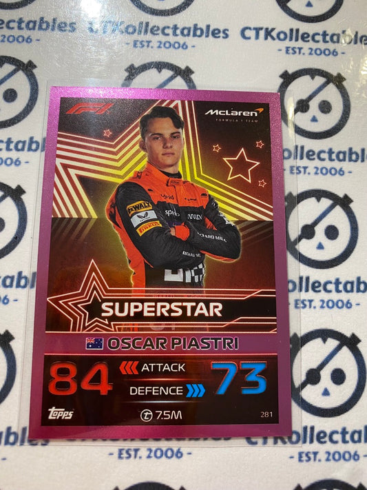 2023 Topps Turbo Attax F1 -Pink Foil Oscar Piastri Superstar #281