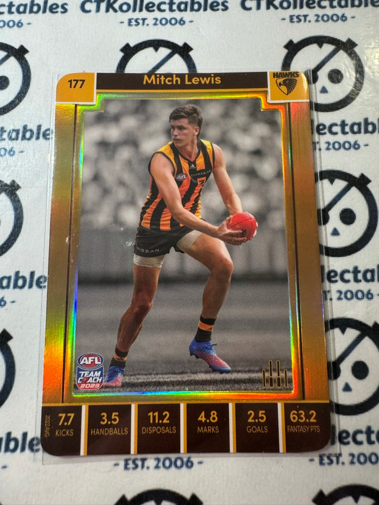 2023 AFL Teamcoach Mitch Lewis  Gold card #177 Hawks