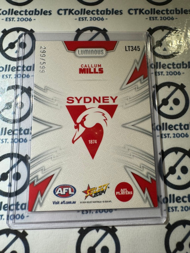 2024 AFL Footy Stars Thunderbolt LT345 Callum Mills #299/599 Swans