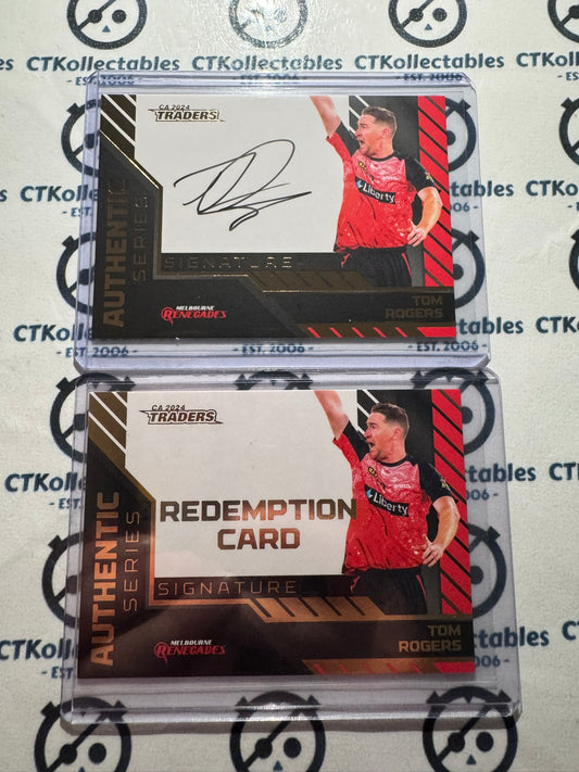 2024/25 TLA Cricket Tom Rogers Authentic Team Signature Black #57/60 Renegades