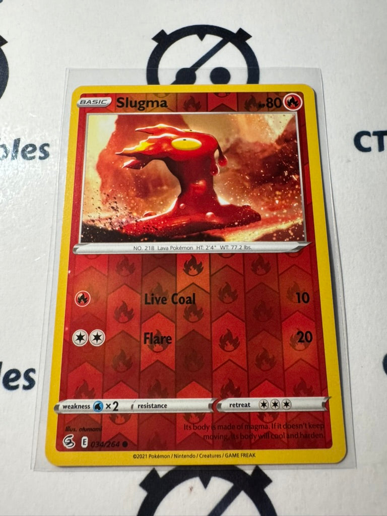 Slugma Reverse Holo #034/264 2021 Sword & Shield Fusion Strike Pokemon Card