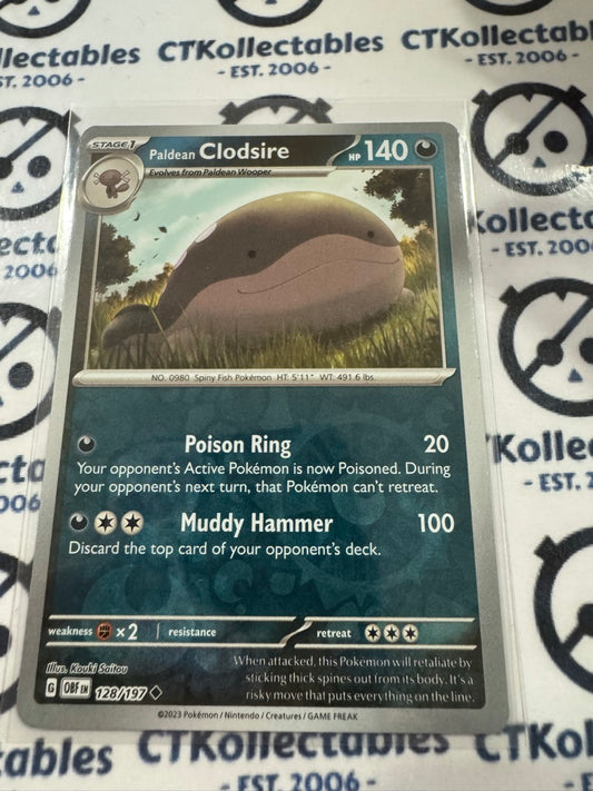 Paldean Clodsire Reverse Holo #128/197 2023 Obsidian Flames Pokemon Card